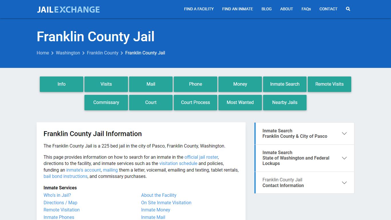 Franklin County Jail, WA Inmate Search, Information
